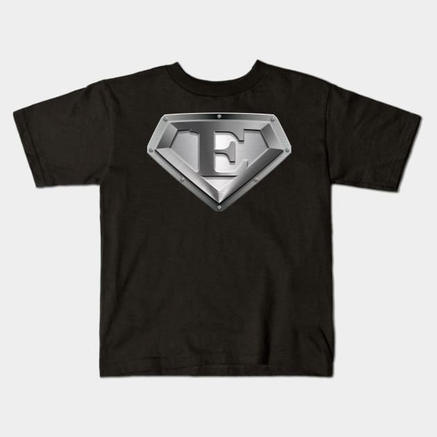 Steel Plated Diamond Shaped E Kids T-Shirt by TheGraphicGuru